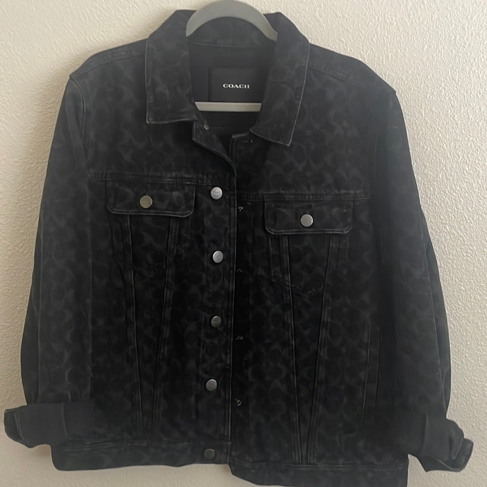 COACH black denim signature jacket MEDIUM